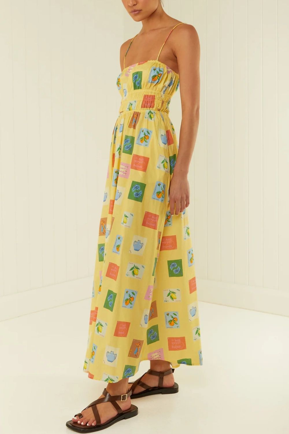 Printed Square Neck Maxi Cami Dress - Znvia