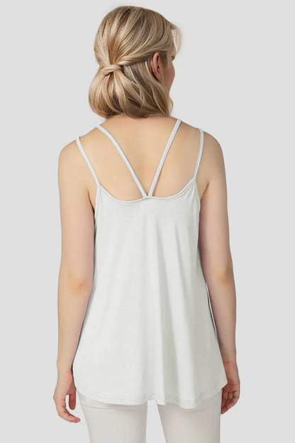 Bamboo Scoop Neck Double Spaghetti Straps Cami - Znvia