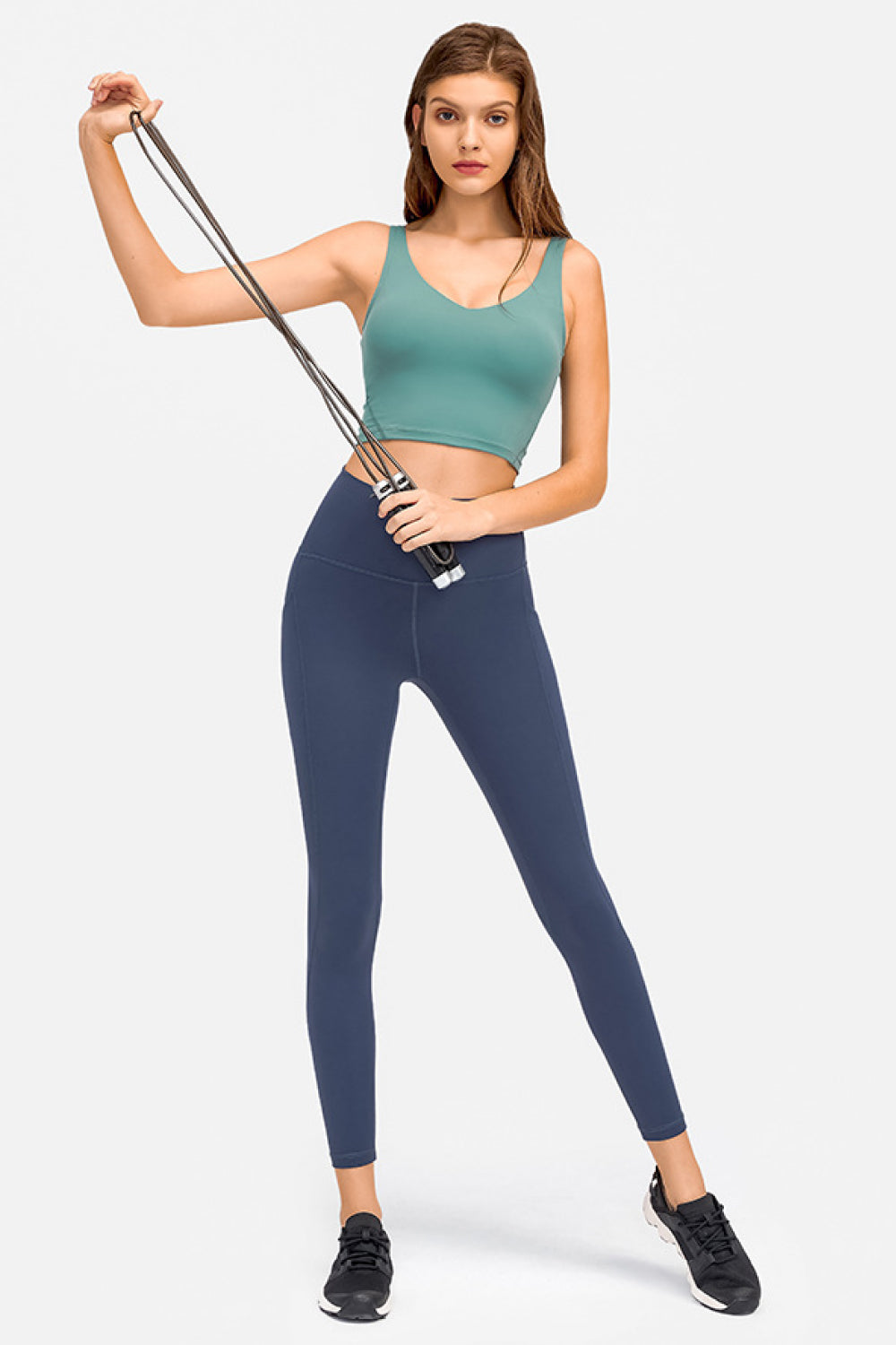 Deep V-Neck Crop Sports Bra – Sleek, Supportive & Stylish - Znvia