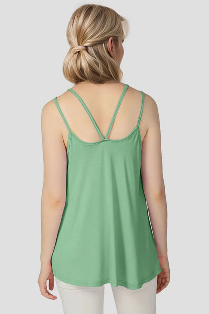 Bamboo Scoop Neck Double Spaghetti Straps Cami - Znvia