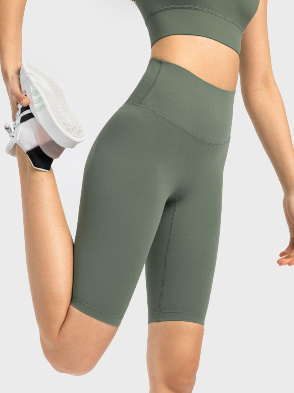 High Rise Wide Waistband Active Shorts - Znvia