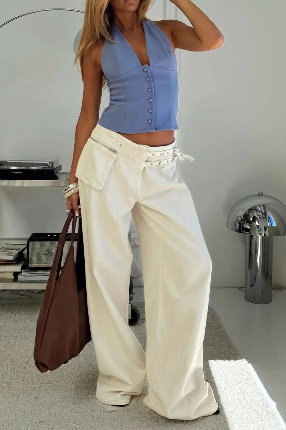 Wide Leg Jeans with Pockets - Znvia