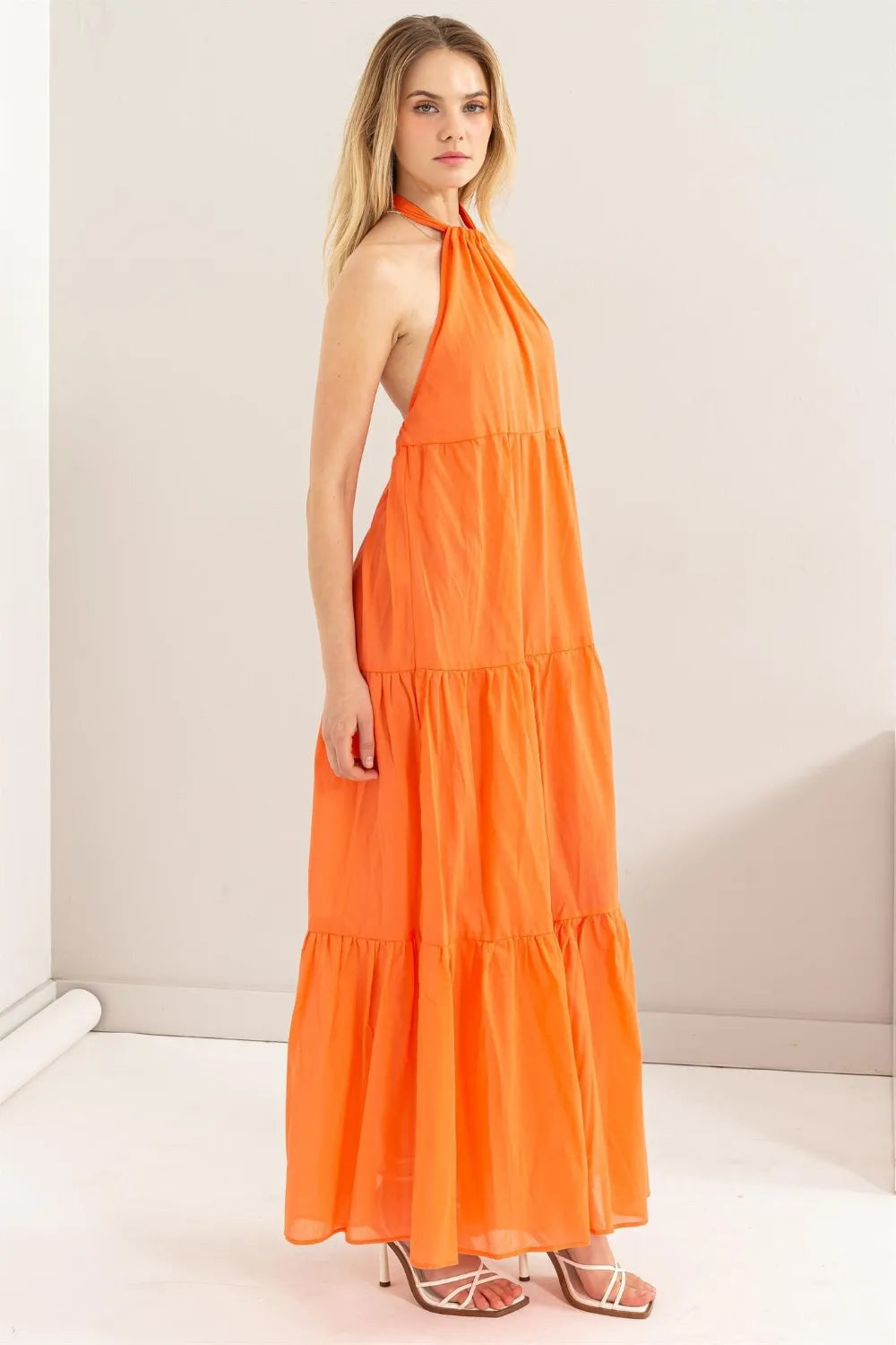 Vibrant Halter Neck Cover Up Maxi Dress for Effortless Style - Znvia