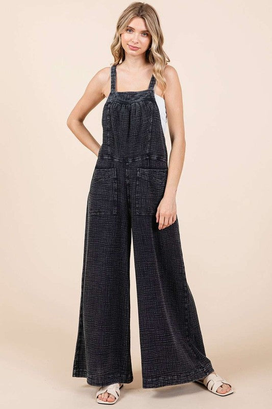 Textured Wide Leg Overalls – A Trendy & Effortless Statement Piece - Znvia