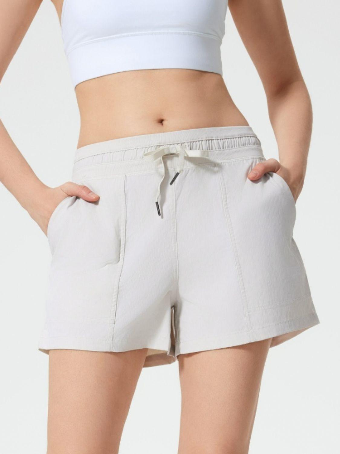 Drawstring Active Shorts with Pockets - Znvia
