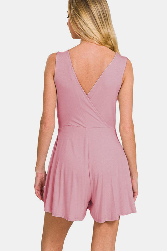 Surplice Neckline Sleeveless Romper – Effortless Chic & All-Day Comfort - Znvia
