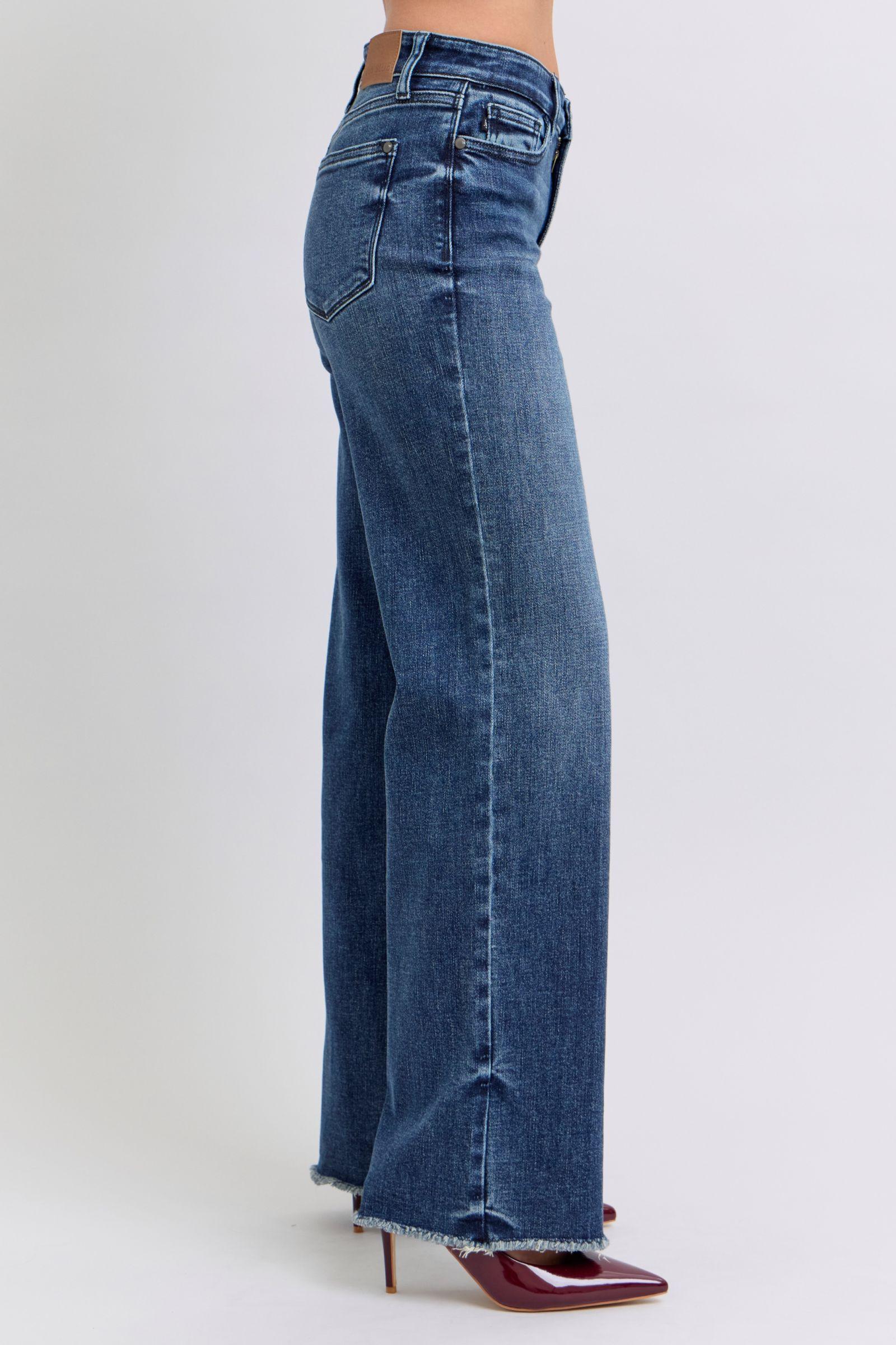 Blue Full Size Raw Hem Mid Rise Jeans - Znvia