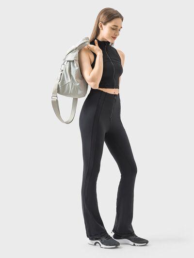 Zipper Detail High Waist Active Pants - Znvia