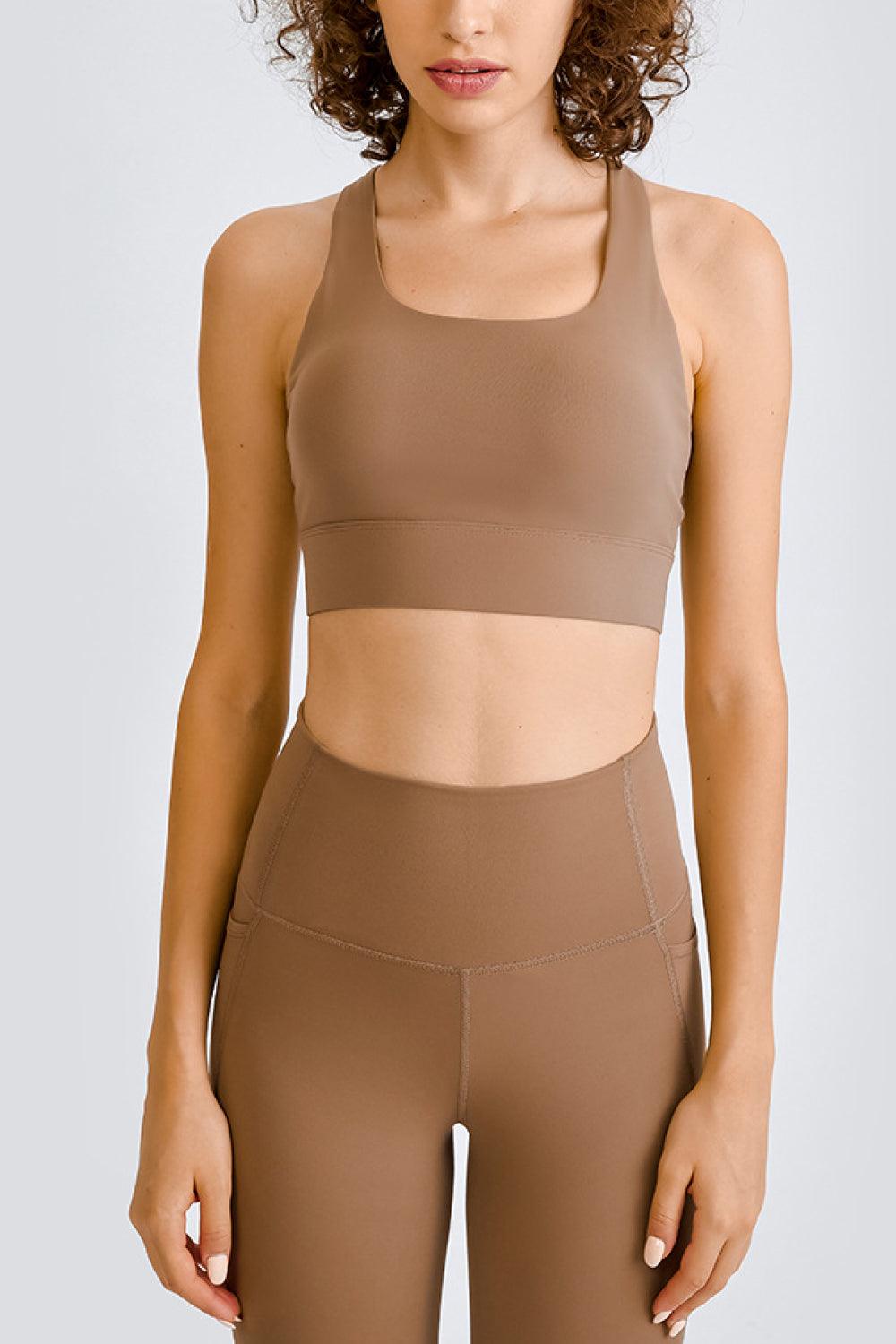 Square Neck Crop Sports Bra - Znvia