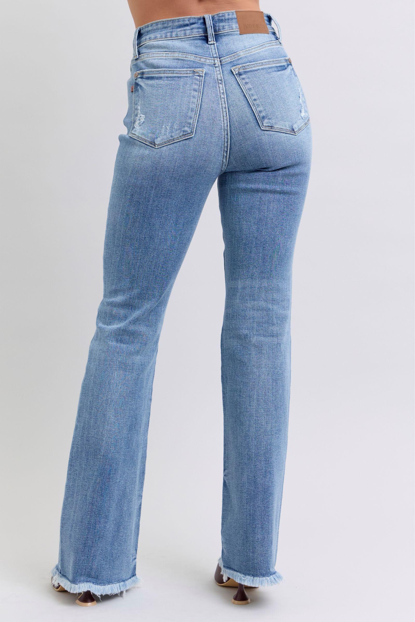 Full Size Raw Hem High Rise Bootcut Jeans – Trendy, Flattering, and Uniquely Chic - Znvia