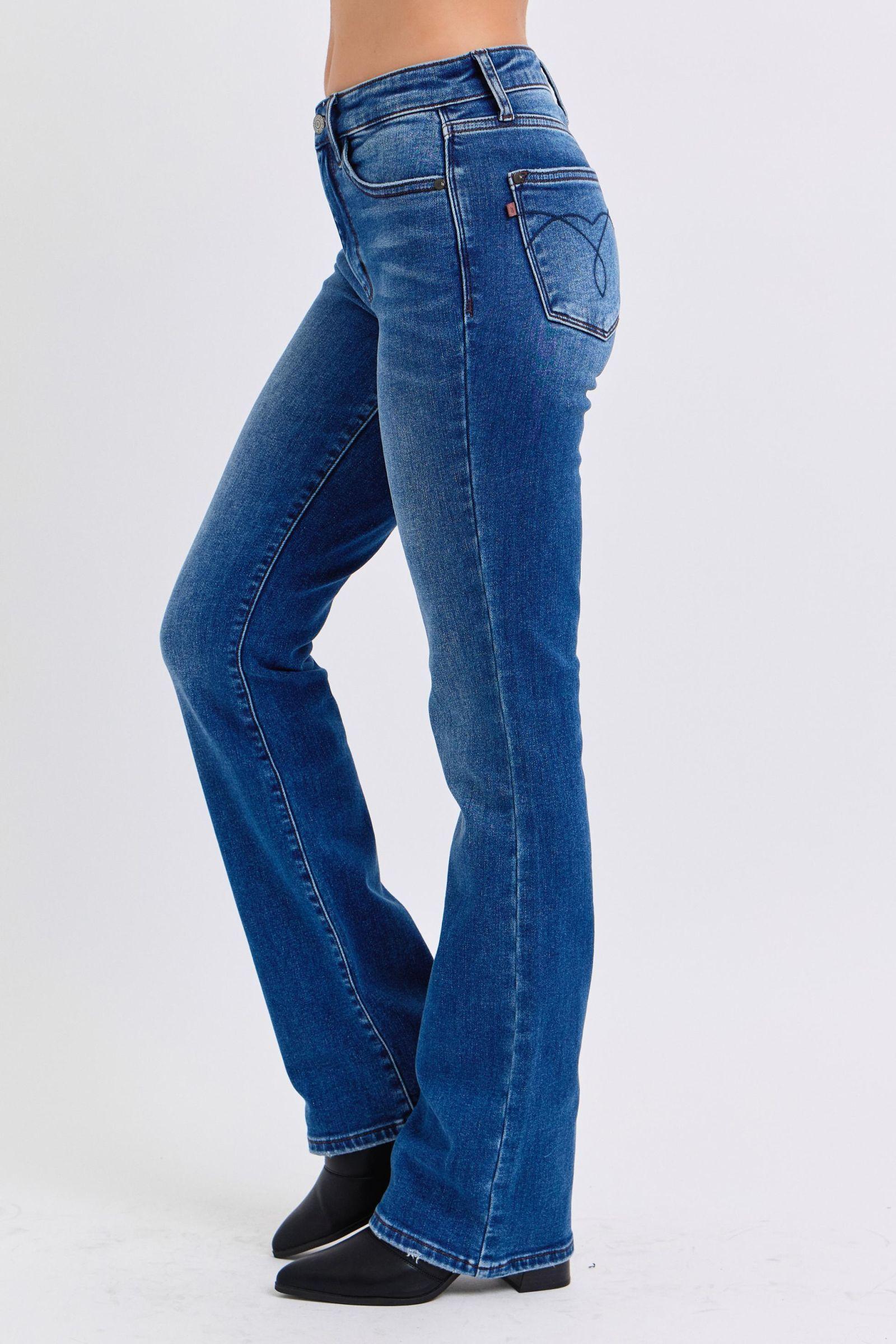 Full Size Run Mid-Rise Bootcut Jeans with Thermal Lining - Znvia