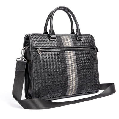 Stitching Woven Business Casual Briefcase Men's Shoulder Crossbody Computer Bag