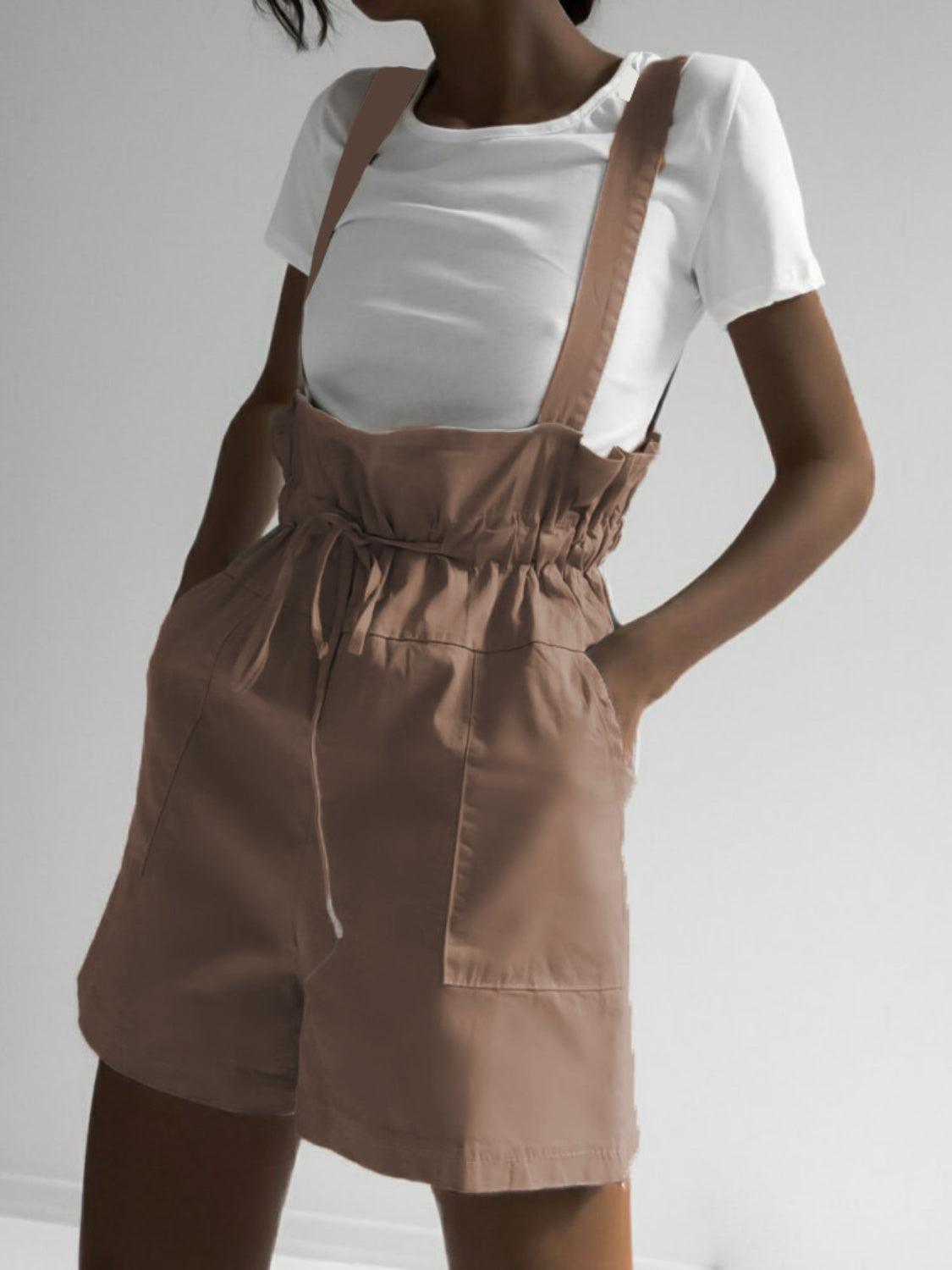 Drawstring Wide Strap Overalls with Pockets – Effortless Comfort & Style - Znvia