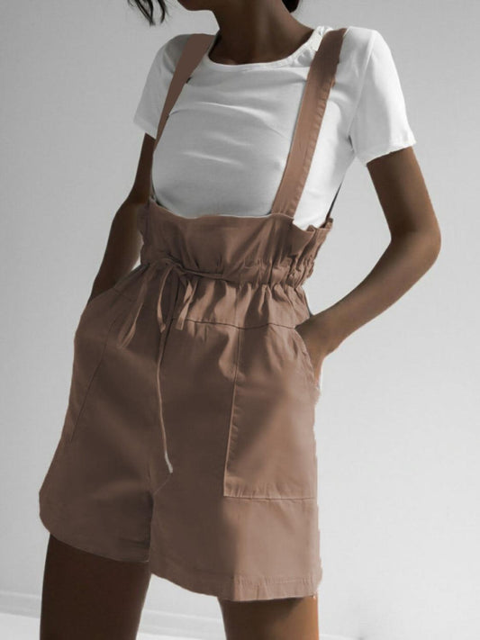 Drawstring Wide Strap Overalls with Pockets – Effortless Comfort & Style - Znvia