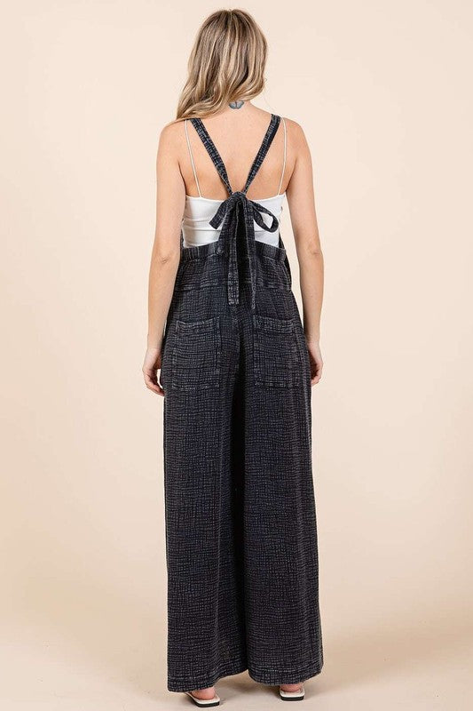 Textured Wide Leg Overalls – A Trendy & Effortless Statement Piece - Znvia
