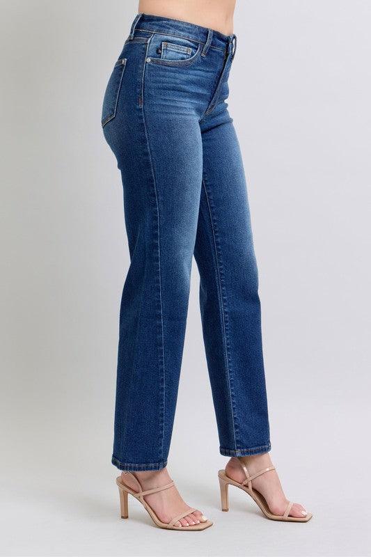 Full Size Side Seam Detail Straight Jeans with Pockets - Znvia