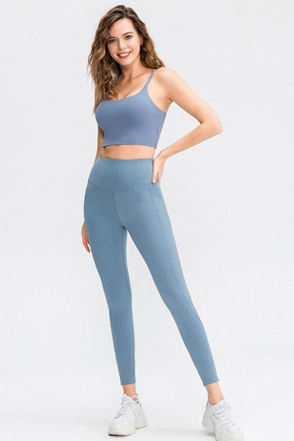 Wide Waistband Slim Fit Long Sports Pants - Znvia