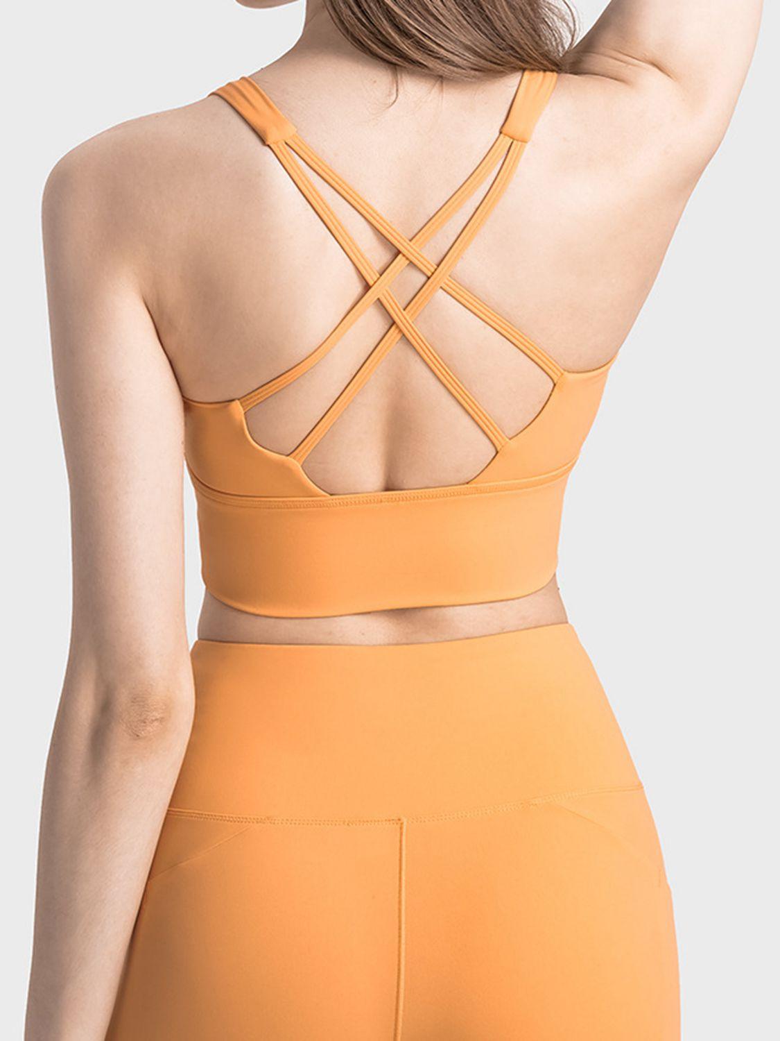 Scoop Neck Crisscross Straps Sports Bra - Znvia
