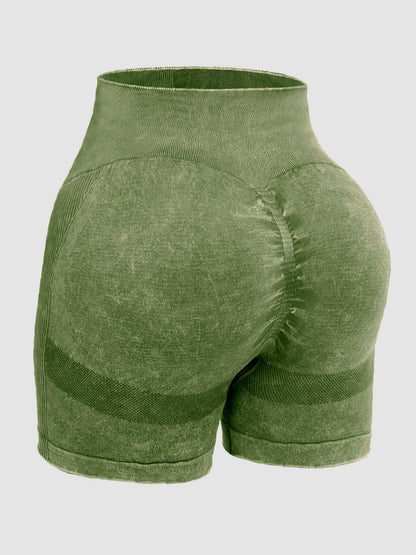 Washed High Waist Active Shorts - Znvia