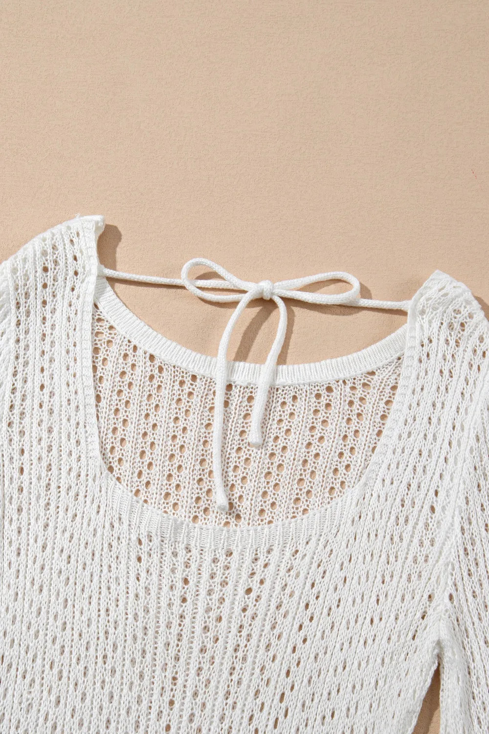 Hollow Out Bell Sleeve Drawstring Knit Cover Up Dress for Effortless Style - Znvia