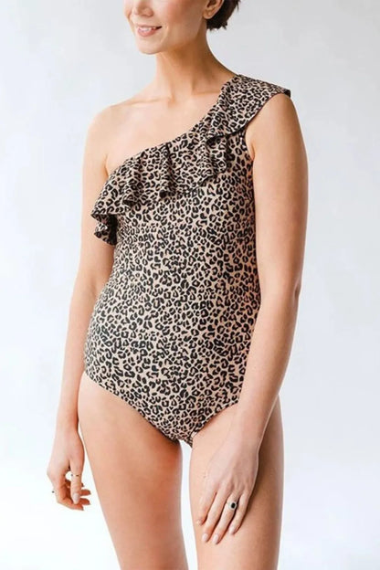 Stylish Full Size Ruffled Leopard One-Piece Swimwear - Znvia
