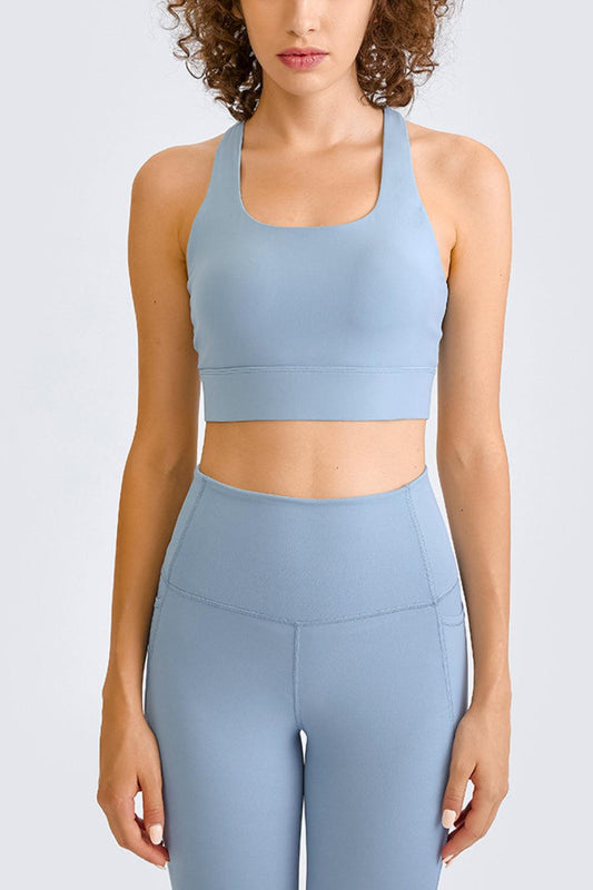 Square Neck Crop Sports Bra - Znvia