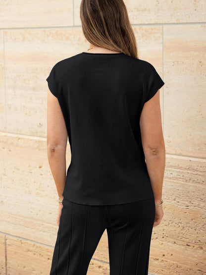 Round Neck Cap Sleeve Top and Pants Knit Set – Effortless Style Meets Supreme Comfort - Znvia