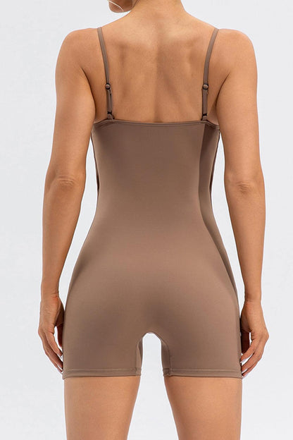 Spaghetti Strap Round Neck Romper - Znvia