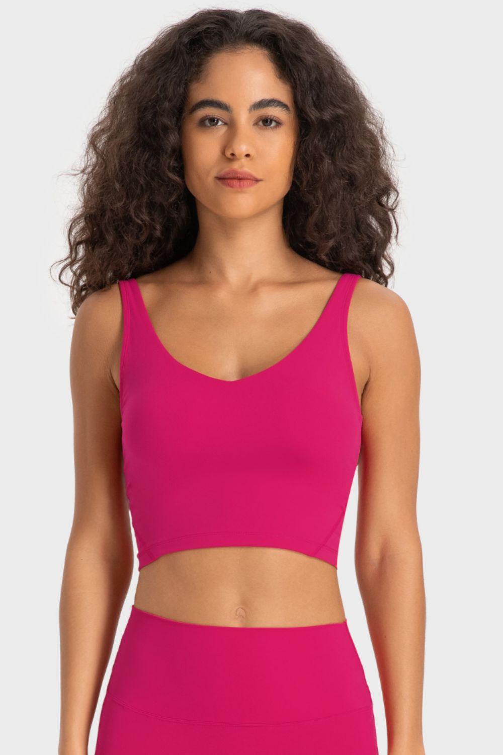 Deep V-Neck Crop Sports Bra – Sleek, Supportive & Stylish - Znvia