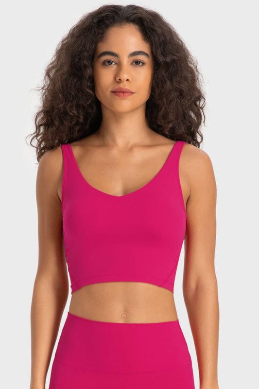 Deep V-Neck Crop Sports Bra – Sleek, Supportive & Stylish - Znvia