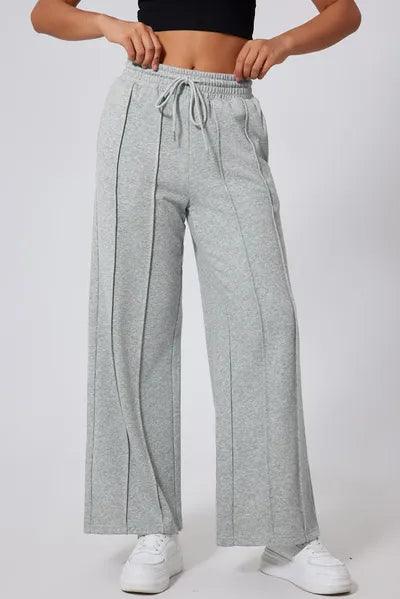 Drawstring Wide Leg Active Pants - Znvia