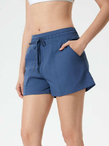 Drawstring Active Shorts with Pockets - Znvia