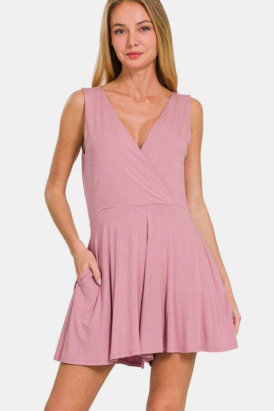 Surplice Neckline Sleeveless Romper – Effortless Chic & All-Day Comfort - Znvia