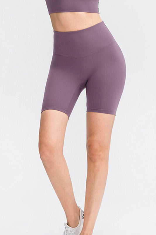 Slim Fit Wide Waistband Sports Shorts - Znvia