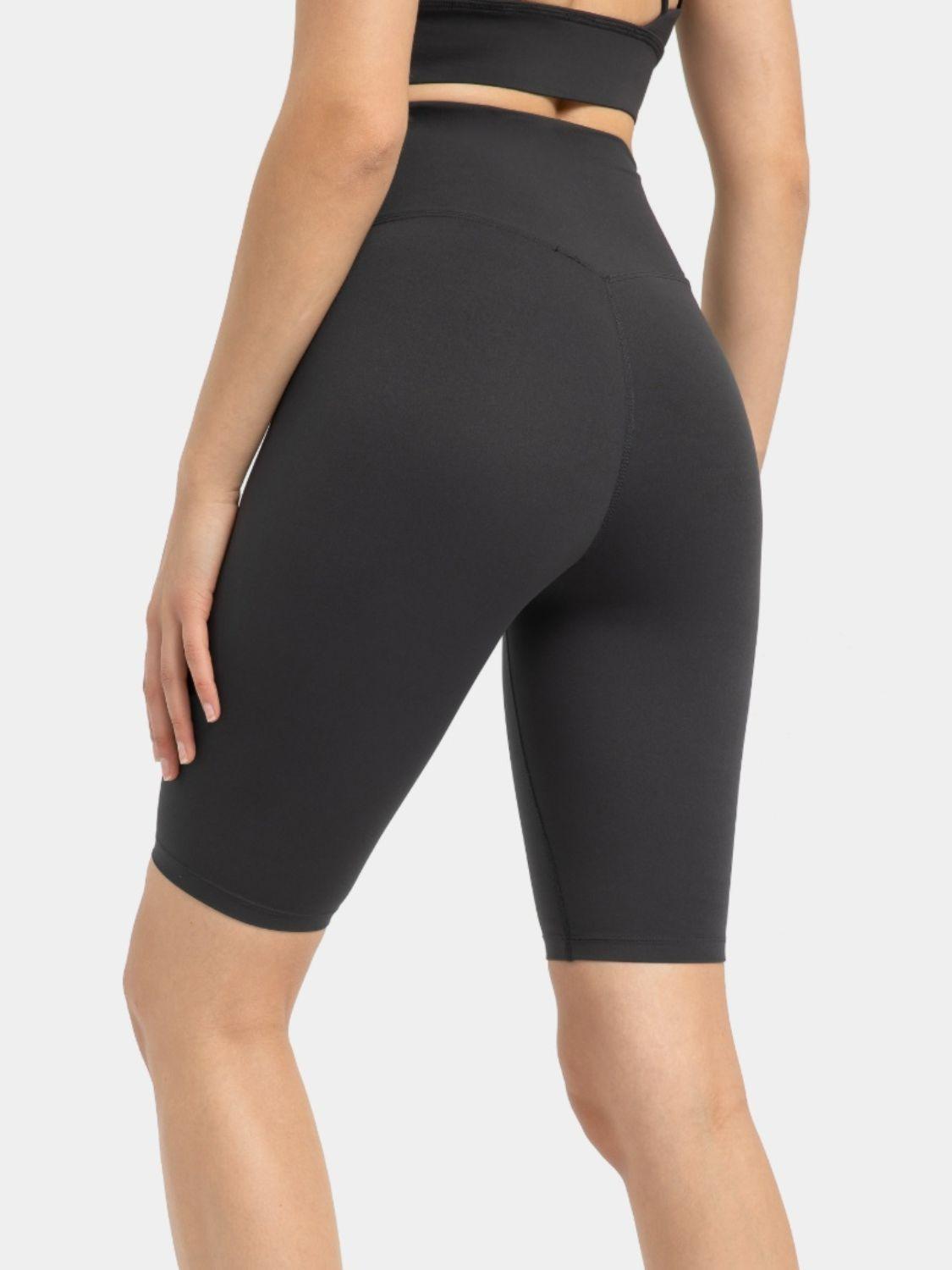High Rise Wide Waistband Active Shorts - Znvia
