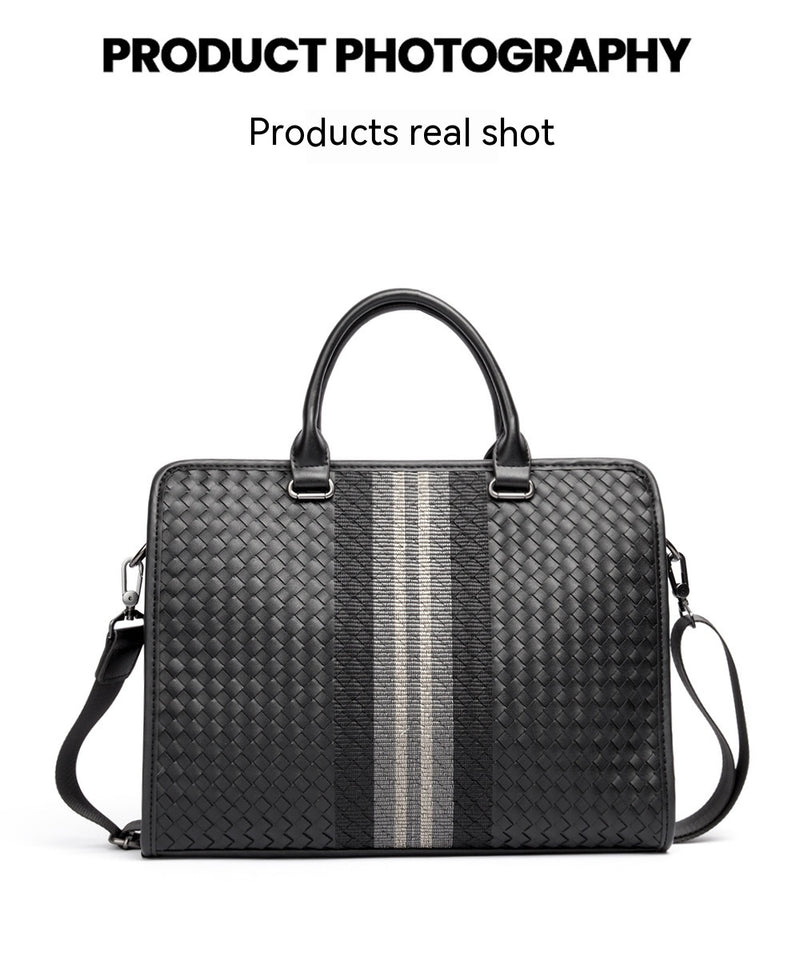 Stitching Woven Business Casual Briefcase Men&