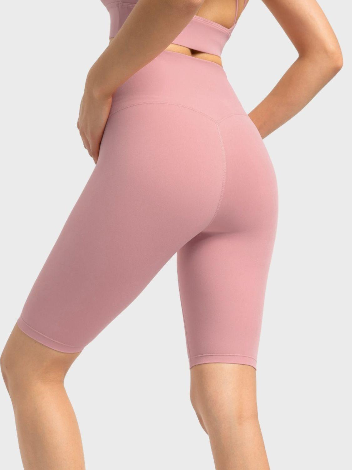 High Rise Wide Waistband Active Shorts - Znvia