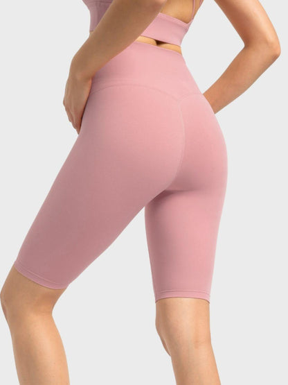 High Rise Wide Waistband Active Shorts - Znvia
