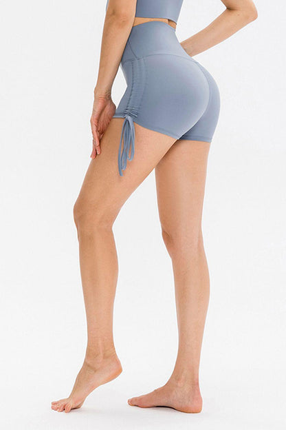 Drawstring Wide Waistband Side Tie Sports Shorts - Znvia