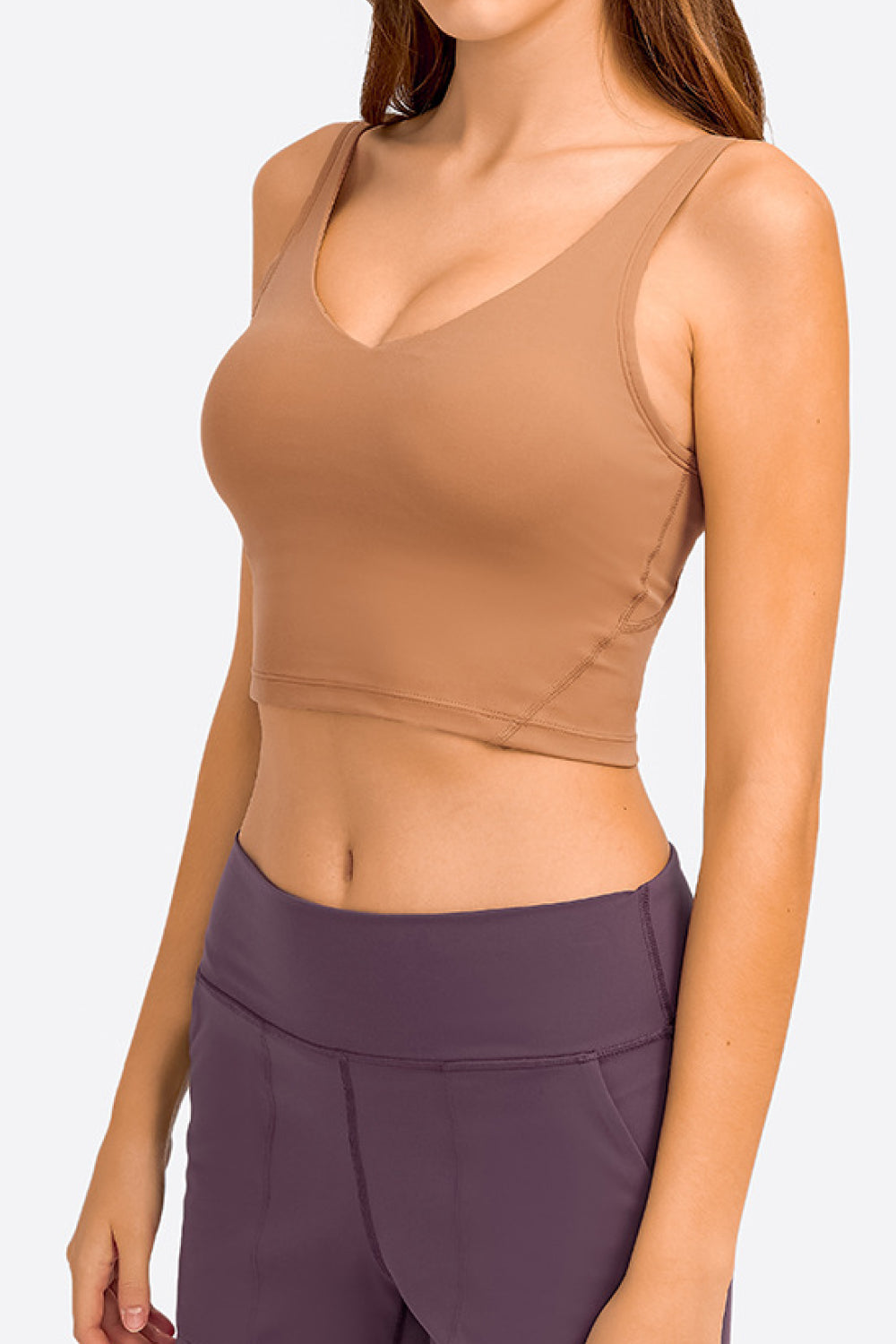 Deep V-Neck Crop Sports Bra – Sleek, Supportive & Stylish - Znvia