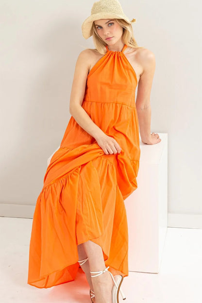 Vibrant Halter Neck Cover Up Maxi Dress for Effortless Style - Znvia