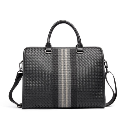 Stitching Woven Business Casual Briefcase Men's Shoulder Crossbody Computer Bag