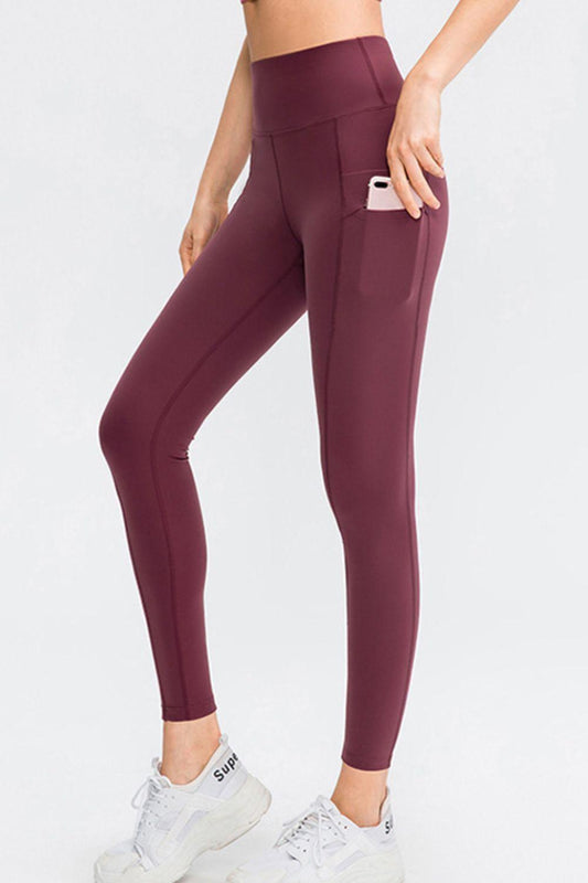 Wide Waistband Slim Fit Long Sports Pants with Pocket - Znvia