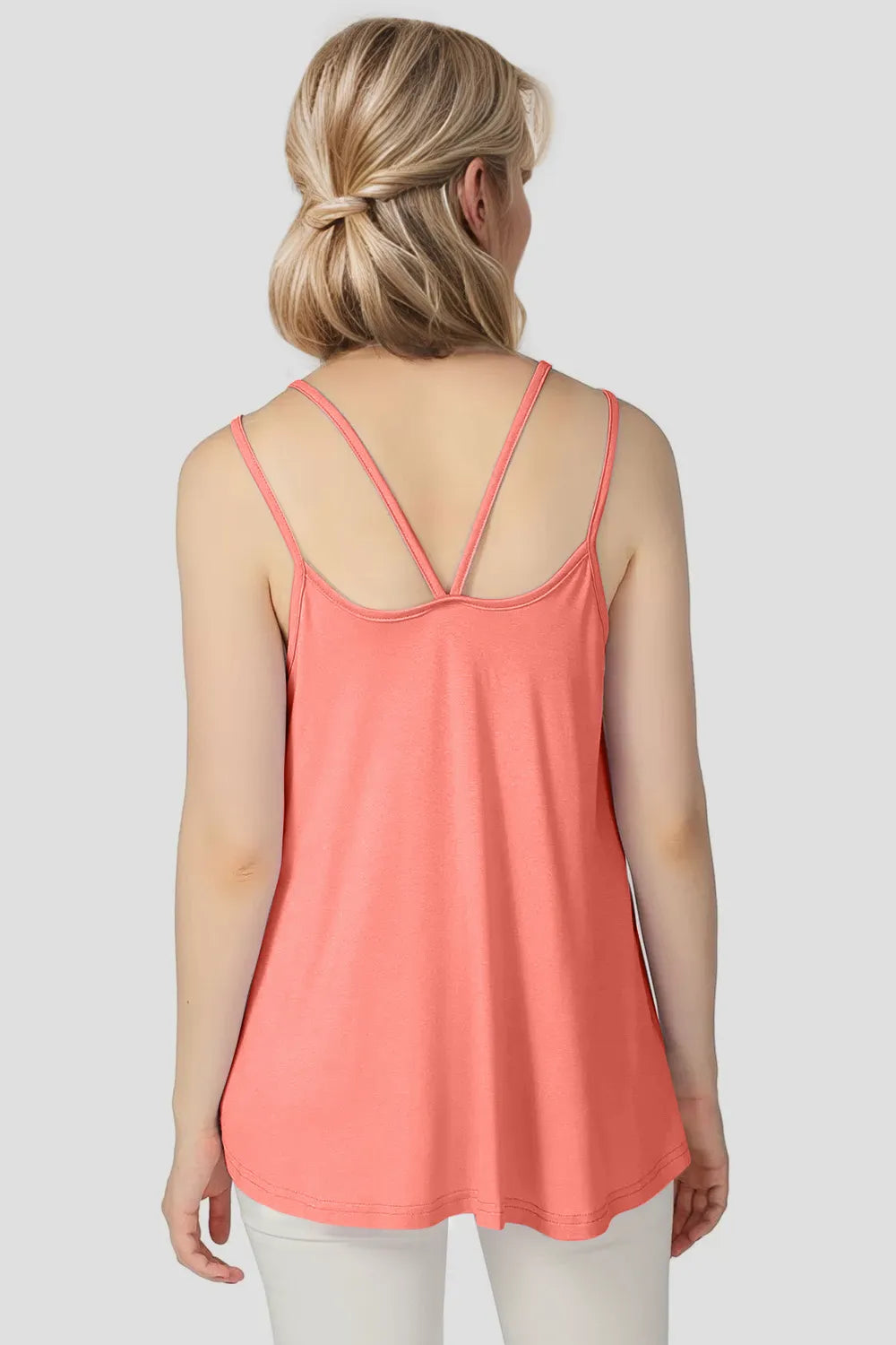 Bamboo Scoop Neck Double Spaghetti Straps Cami - Znvia