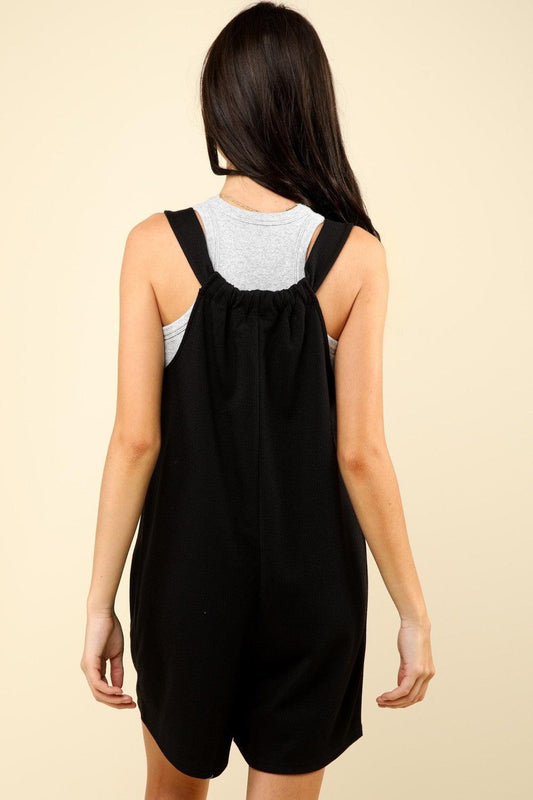 Tie Shoulder Front Pocket Romper - Znvia