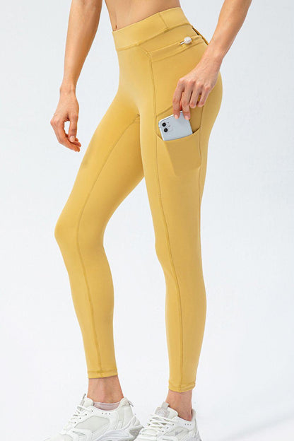 Full Size Slim Fit High Waist Long Sports Pants with Pockets - Znvia