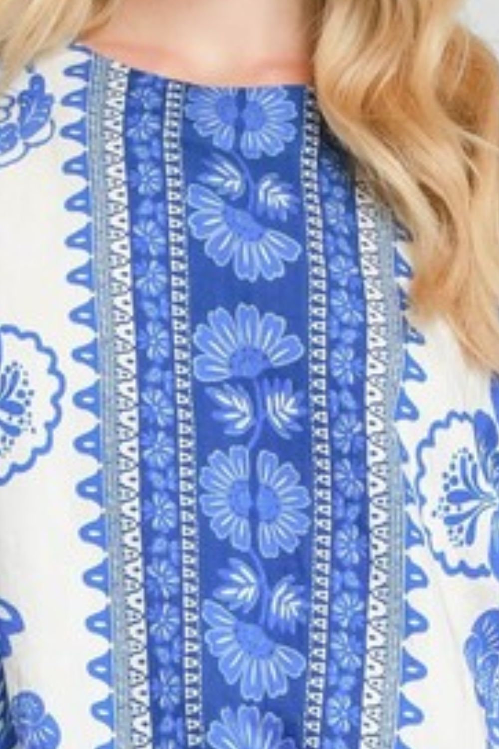 Full Size Floral Border Print Oversized Top - Plus Size - Znvia