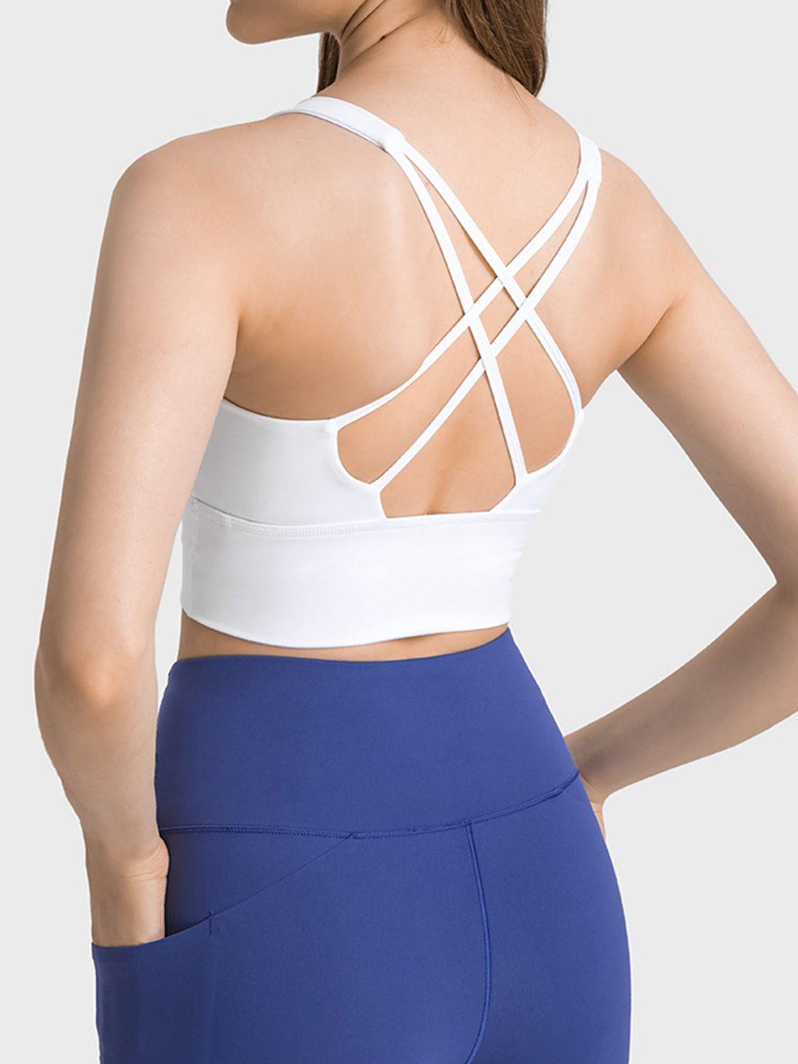 Scoop Neck Crisscross Straps Sports Bra - Znvia