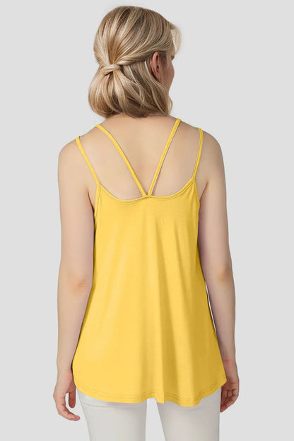 Bamboo Scoop Neck Double Spaghetti Straps Cami - Znvia