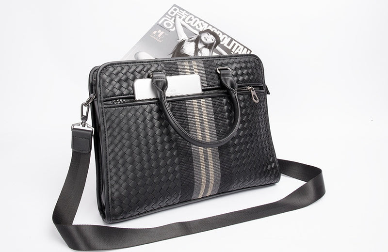 Stitching Woven Business Casual Briefcase Men&